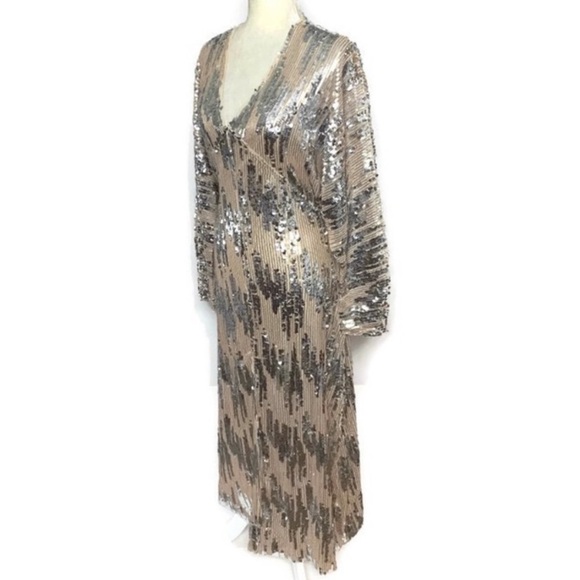 ZARA | long sleeve metallic sequin dress - Picture 4 of 8